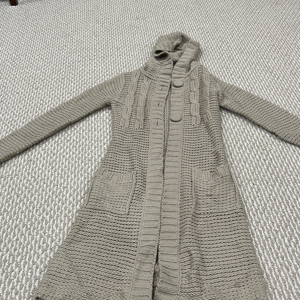 Beige Knit Long Cardigan